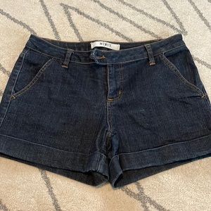Dark wash denim shorts